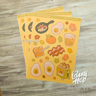 Mellow Morning Breakfast Sticker Sheet - Waterproof Vinyl Stickers